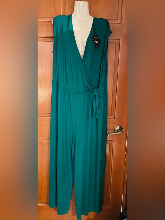 Ava & Viv Pants - Ava & Viv Teal Green Wrap Jumpsuit